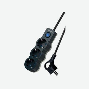 Удлинитель <Космос> 3м ПВС 3х1 3гн заземление IP20 выкл 220В 10А 2200Вт черн Китай
