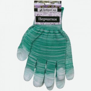 Перчатки ДоброСад Аурэль нейлоновые с ПВХ покрытием облив пальцев зеленый меланж 8р 788-506